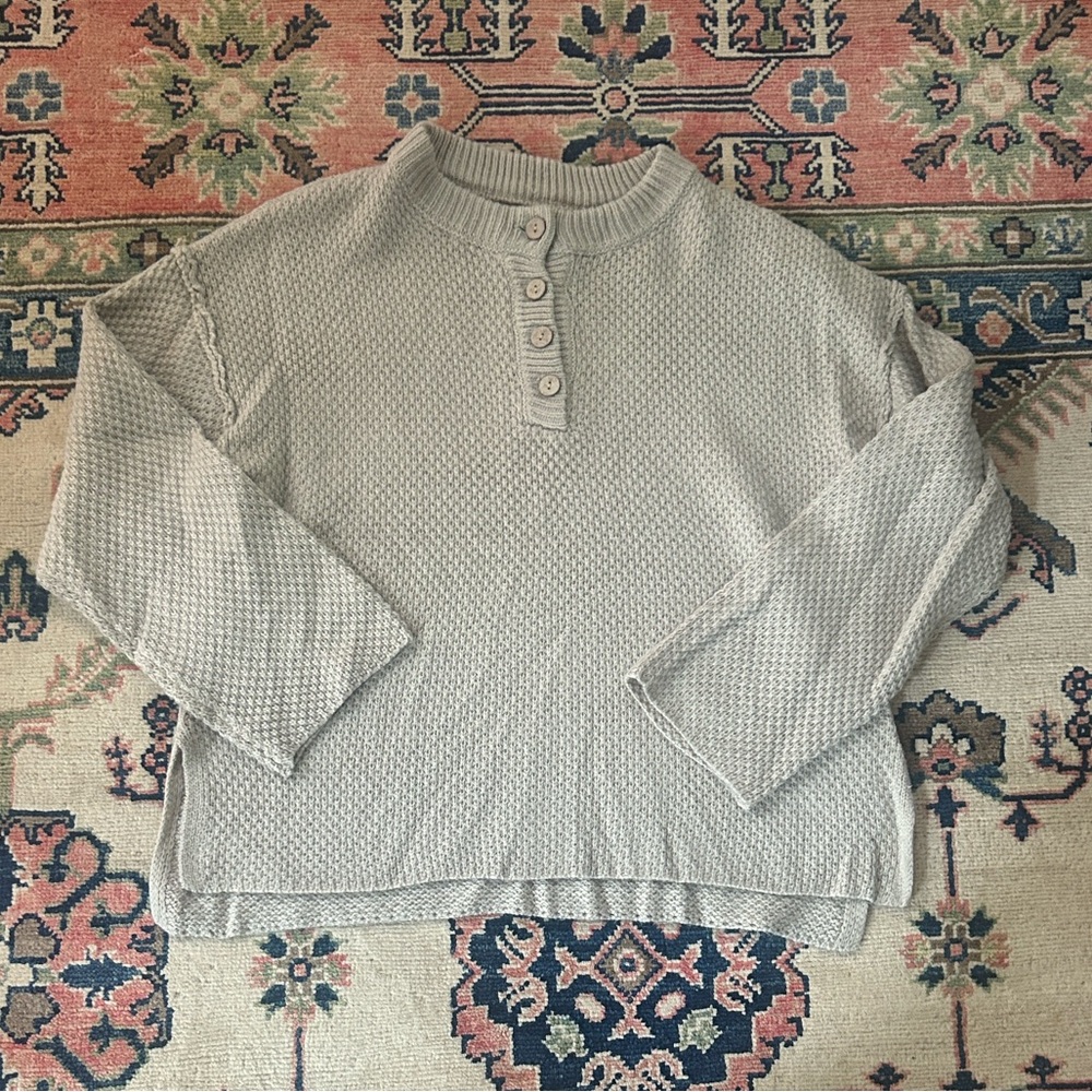 Women's Beige Button-Up Sweater - Picture 2 of 5